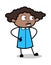 Standing and Talking Style - Retro Black Office Girl Cartoon Vector Illustration