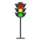 Standing traffic light flat design icon Typical horizontal traffic signals with red, yellow and green light