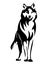 Standing wild wolf black and white vector design