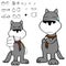 Standing wolf cartoon kawaii expressions pack