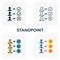 Standpoint icon set. Four elements in diferent styles from business management icons collection. Creative standpoint icons filled