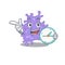 Staphylococcus aureus mascot design concept smiling with clock