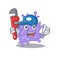 Staphylococcus aureus Smart Plumber cartoon character design with tool