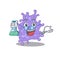 Staphylococcus aureus smart Professor Cartoon design style working with glass tube