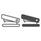 Stapler line and glyph icon. Staple tool for paper documents symbol, outline style pictogram on white background