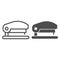 Stapler line and solid icon. Instrument for fastening document sheets symbol, outline style pictogram on white
