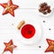 Star anise tea with spices in Christmas time