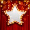 Star Award on red curtain with rain of lights