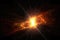 a star being born, with a brilliant burst of light and heat in the darkness of space