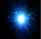 Star on a blue background. bright flash. Realistic burst with flare. Vector illustration.