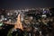 A star of cars inside the Tokyo skyline at night