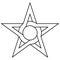 Star with circle inside intertwining the sides and corners of the star, vector logo symbol of human free will