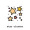 Star cluster color icon thin line, linear, outline vector. star cluster simple sign