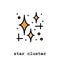 Star cluster color icon thin line, linear, outline vector. star cluster simple sign