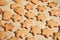 Star cookies on tray. Woman baked christmas biscuit