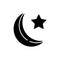 Star and crescent black glyph icon