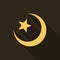 Star and crescent icon with long shadow in a flat design