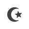 Star and crescent of Islam icon vector, filled flat sign, solid pictogram isolated on white.