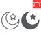 Star and crescent line and glyph icon, Happy Ramadan and muslim, islamic crescent vector icon, vector graphics, editable