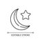 Star and crescent linear icon