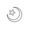 Star and crescent linear icon in a flat design in black color. Vector illustration eps10