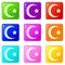 Star crescent symbol islam icons set 9 color collection