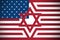 Star of David against the background of the American flag