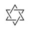 Star of David. Hexagram sign. Symbol of Jewish identity and Judaism. Simple flat thin black illustration