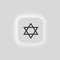 Star of David icon. Judaism religious symbol. Sign hexaham vector neumorphism