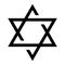 Star of David icon. Judaism sign. Six pointed star. Vector isolated on background.