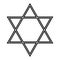 Star of David icon. Six pointed geometric star figure, generally recognized symbol of modern Jewish identity