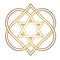 Star of David, merkabah, light, spirit, body inside of celtic knot of hearts