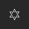 Star of David monogram logo, hexagram of thin line as a Jewish symbol