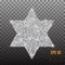 Star of David silver symbol on a transparent background