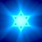 Star of David symbol blue light flare