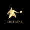 Star design and elegant gold color spatula. for the chef`s logo and restaurant moderns. vector