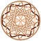 The star of ertsgamma, a Slavic symbol decorated with an ornament in a wreath of Scandinavian weaving. Beige trendy