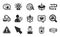 Star, Find user and Get box icons set. Coffee, Mouse cursor and Discount signs. Vector