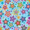 Star flower cute face colorful seamless pattern