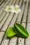 Star fruits on bamboo floor