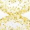 Star gold confetti. Celebrate background. Golden sparkles and dots on black backdrop.