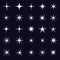 Star icons. Twinkling stars. Sparkles, shining burst. Christmas vector symbols isolated