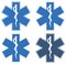 Star of Life. Blue six-pointed star in the center - the White Rod of Asclepius