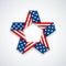 Star made of double ribbon with american flag Stars and stripes. Vector illustration