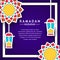 Star mandala geometrical pattern frame with pop color with line flat fanous lantern for ramadan