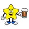 Star Mascot with a Beer