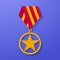 Star medal congratulation icon. Military badge. Golden award