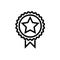 Star medal line icon black