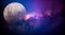 Star and moon concept, Super full moon and stars milky way galaxy on night background