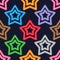 Star neon light symmetry seamless pattern